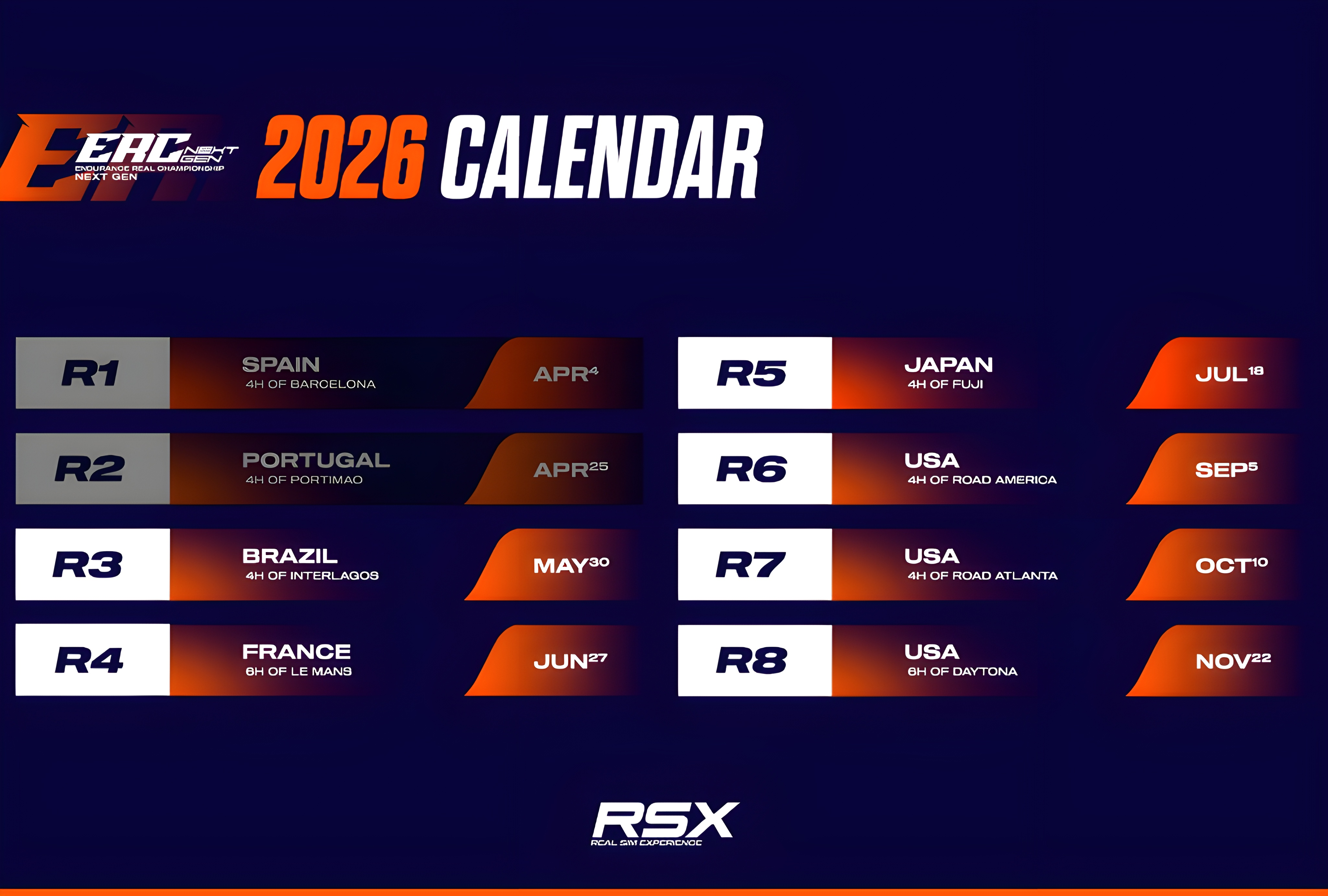 Calendario oficial del equipo